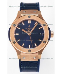 Hublot Super Clone Classic Fusion Rose Gold 38MM 1:1 Mirror Replica Watch Blue Dial