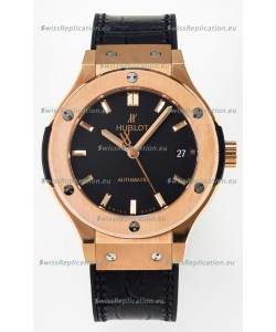 Hublot Super Clone Classic Fusion Rose Gold 38MM 1:1 Mirror Replica Watch Black Dial