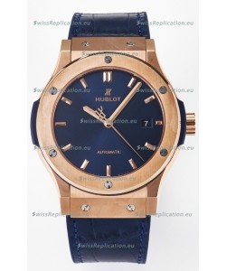 Hublot Super Clone Classic Fusion Rose Gold 42MM 1:1 Mirror Replica Watch Blue Dial