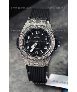 Hublot Big Bang One Click Mossanites Paved Casing Swiss Replica Watch Black Dial
