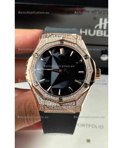 Hublot Classic Fusion Orlinski Diamonds Paved Black Dial Swiss Replica Watch