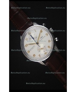 IWC Portuguese Chronograph Stainless Steel with Diamonds 1:1 Mirror Replica Watch
