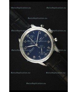 IWC Portuguese Chronograph Black Dial/Strap with Diamonds 1:1 Mirror Replica Watch