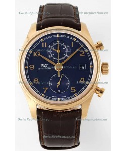 IWC Portugieser Chronograph Classic IW390305 Yellow Gold Blue Dial 1:1 Mirror Replica