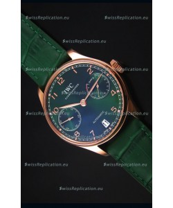 IWC Portugieser Swiss 1:1 Mirror Replica Watch Green Dial Rose Gold Case Watch