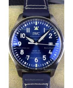 IWC Pilot MARK XX Series IW328203 1:1 Mirror Swiss Replica Watch in Blue Dial Leather Strap
