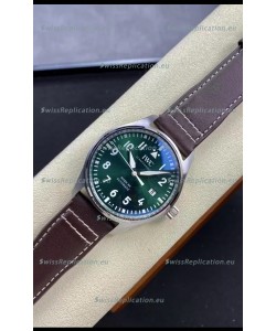 IWC Pilot MARK Series IW328205 1:1 Mirror Swiss Replica Watch in Green Dial Brown Strap
