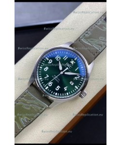 IWC Pilot MARK Series IW328205 1:1 Mirror Swiss Replica Watch in Green Dial Leather Strap