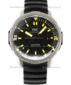 IWC Aquatimer IW358001 1:1 Titanium Mirror Swiss Replica Watch in Black Dial Rubber Strap