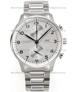 IWC Portuguese Chronograph Swiss Replica Watch in Steel Case White Dial - 1:1 Mirror Replica Edition