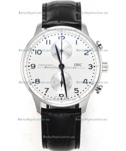 IWC Portuguese Chronograph Swiss Replica Watch in Steel Case White Dial - 1:1 Mirror Replica Edition