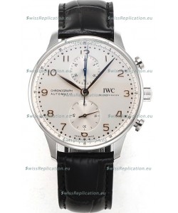 IWC Portuguese Chronograph Swiss Replica Watch in Steel Case Steel White Dial - 1:1 Mirror Replica Edition