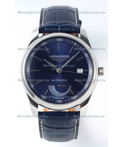 Longines Master Collection Automatic Power Reserve Blue Dial Swiss Replica Watch Leather Strap