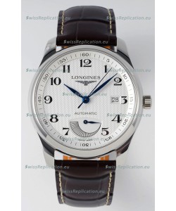 Longines Master Collection Automatic Power Reserve White Dial Swiss Replica Watch Leather Strap