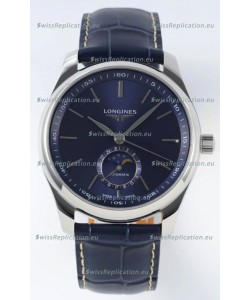Longines Master Collection Automatic Moonphase Blue Dial Swiss Replica Watch Leather Strap