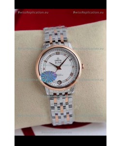 Omega De Ville Edition Swiss Automatic Watch in Two Tone Rose Gold White Dial 