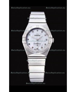 Omega Constellation Ladies Swiss Quartz 1:1 Mirror Replica - Steel Casing in Pearl Dial 