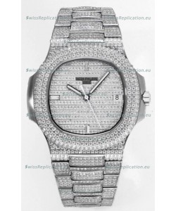 Patek Philippe Nautilus 5711/A Swiss Replica Watch 1:1 Mirror Replica in 904L Steel Diamonds Casing