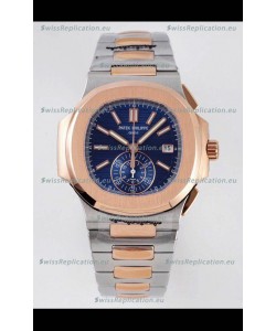 Patek Philippe Nautilus 5980/1AR-001 Two Tone Rose Gold 904L Steel Case in Blue Dial - 1:1 Mirror Replica