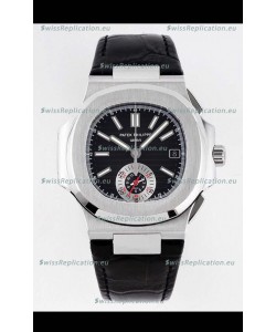 Patek Philippe Nautilus 5980/1A 904L Steel Case in Black Dial Leather Strap - 1:1 Mirror Replica