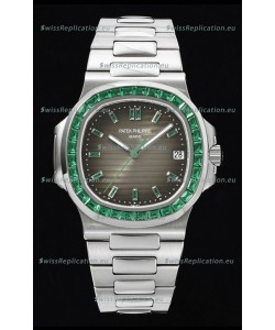 Patek Philippe Nautilus 5711 Grey Dial 1:1 Mirror Replica in 904L Steel with Rubies Bezel