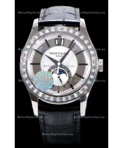 Patek Philippe 5205-001 Complications MoonPhase Light Grey Dial 1:1 Mirror Swiss Replica Watch