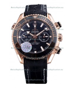 Omega Seamaster Planet Ocean 600M Sedna Gold Leather Strap 45.5MM 1:1 Mirror Replica Watch 
