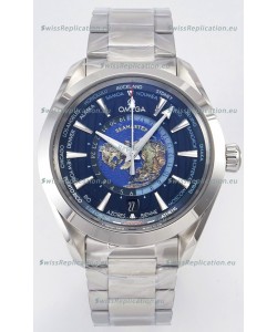 Omega Aqua Terra 150M Wolrd Timer 24 Blue Dial 904L Steel 1:1 Mirror Replica 41MM 
