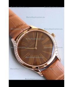 Omega De Ville Tresor Edition Swiss Quartz Watch 36MM Rose Gold Casing Brown Dial