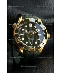 Omega Seamaster Super Clone 300M Master Chronometer Rose Gold Green Dial Watch 