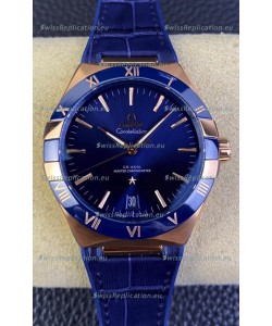 Omega Co-Axial Constellation 41MM Rose Gold 904L Steel - Blue Dial 1:1 Mirror Replica Watch