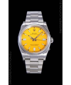 Rolex Oyster Perpetual REF#124300 41MM Cal.3230 Movement Swiss Replica Yellow Dial 904L Steel 1:1 Mirror Replica Watch