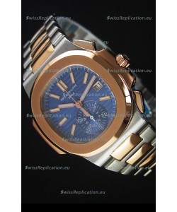 Patek Philippe Nautilus 5980 Chronograph Two Tone Case Blue dial - 1:1 Mirror Replica