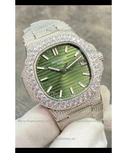Patek Philippe Super Clone Nautilus 5711/1A-014 Diamonds Paved Edition Green Dial