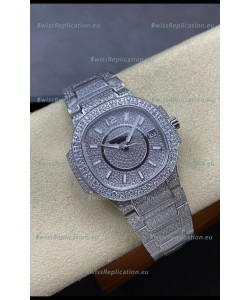 Patek Philippe Nautilus 7010 Diamonds Paved Stainless Steel 32MM 1:1 Mirror Replica - Genuine Diamonds