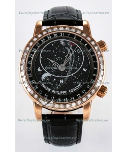 Patek Philippe 6104R Grand Complications Superclone Watch in Rose Gold - Diamonds Bezel 