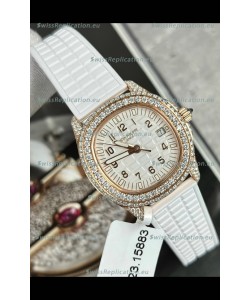 Patek Philippe Superclone Aquanaut 5069R Mossanites Paved Watch in Rose Gold Casing