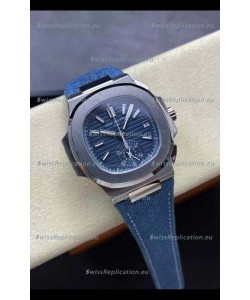 Patek Philippe Nautilus 5980/60G-001 904L Steel Case in Blue Dial Fabric Strap - 1:1 Mirror Replica