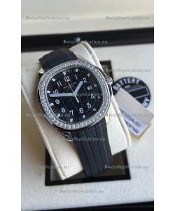 Patek Philippe Aquanaut 5267 Swiss Replica Black Dial in Stainless Steel Diamonds Bezel 38.5MM
