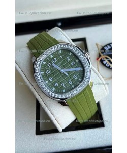 Patek Philippe Aquanaut 5267 Swiss Replica Green Dial in Stainless Steel Diamonds Bezel 38.5MM