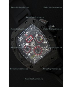 Richard Mille RM011-FM Felipe Massa One Piece Black Forged Carbon Case Watch in Black Strap