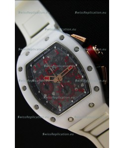Richard Mille RM011-FM Felipe Massa White Ceramic Case Watch in White Strap