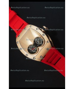 Richard Mille RM053 Tourbillon Pablo Mac Donough Pink Gold Case Red Strap Swiss Watch