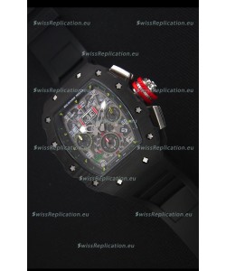Richard Mille RM011-03 One Piece Black Forged Carbon Case Watch in Black Strap
