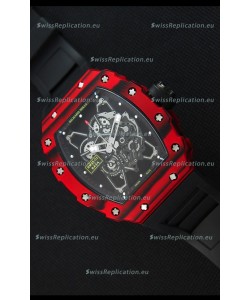 Richard Mille RM35-01 One Piece Red Forged Carbon Case Watch in Black Strap