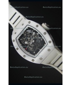 Richard Mille RM055 White Ceramic Case Watch in White Inner Bezel
