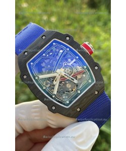 Richard Mille Super Clone RM67-02 Sebastien Ogier Black Carbon TPT 37 Grams Watch Blue Strap 