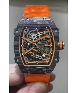 Richard Mille Super Clone RM67-02 Black Carbon TPT 37 Grams Watch Orange Strap