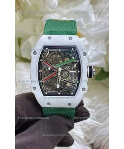 Richard Mille Super Clone RM67-02 White Quartz TPT 37 Grams Watch Green Strap