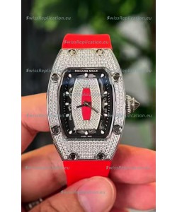 Richard Mille RM007 Diamonds Paved Black Dial 904L Steel Superclone Swiss Watch